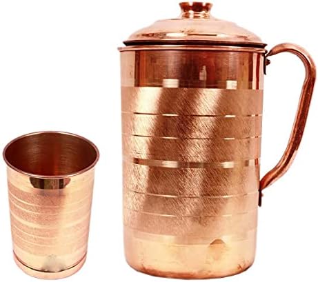Atração Coloque arremessador de jarro de cobre com 1 copo de vidro, sertware e conjunto de bebidas, 2 peças