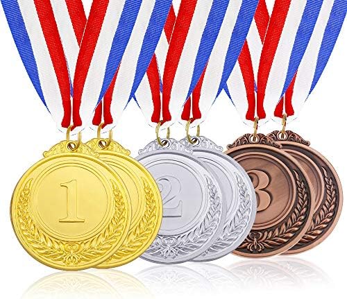 Caydo 6 peças Medalhas de bronze de prata dourado a 1º 3º 3º lugar para competições, festa, 2,55 polegadas