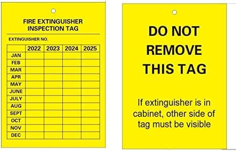 EdoBlue 50pack Monthly Fire Extinger Inspeção Tags Registrar o ano 2022 a 2025 Tags de manutenção Recarra e tag de inspeção para inspeção