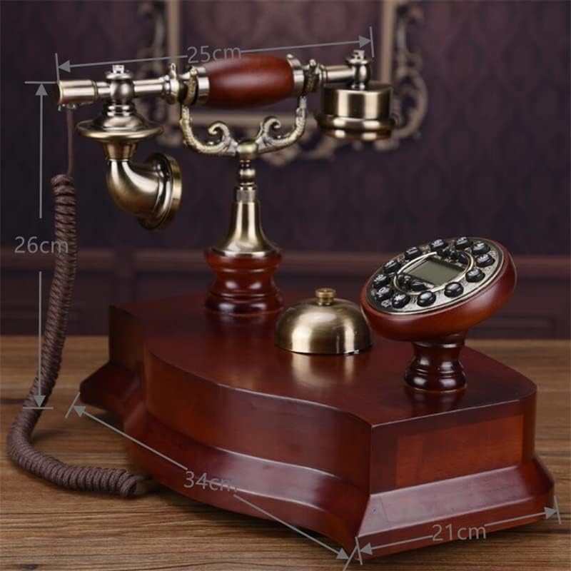 Lepsjgc antigo telefone fixo mecânico sino pastoral retro office home office de madeira maciça telefone telefone