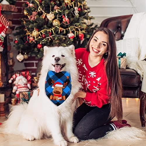 AnyDesign 6 Pack de Natal Bandanas de cão de Natal Red Bibs xadrez verde azul santa boneco de neve rena cachorro lenço lavável
