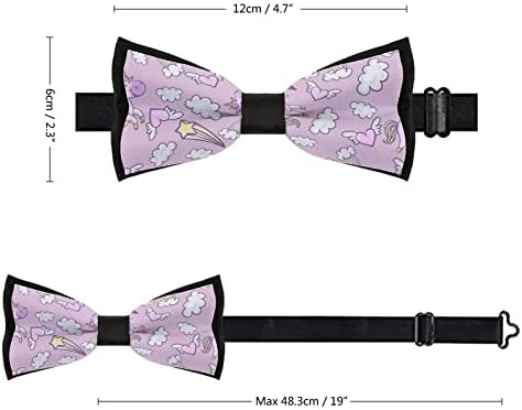 Forsjhsa rosa unicórnios donut arco-íris masculino com laços pré-amarrados gravados de nova gravata impressa