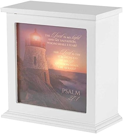 Dicksons Salmos 27: 1 Lighthouse Sunrise na praia 8 x 8 Caixa noturna de luz de madeira de madeira