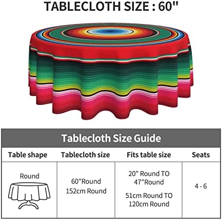 Yetta yang manta mexicana manta manto mexicano colorido colorido piquenique redondo pano de pano decorações de tecido de 60 polegadas toalhetas de mesa para uma sala de jantar de 20 a 47 polegadas da sala de jantar