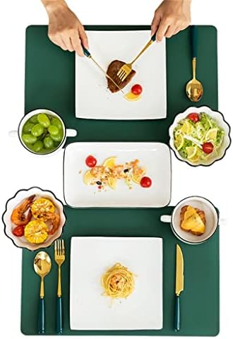 Zhuhw Tabelware verde Tabelware Western Food Platter Plate Placemat Guia de combinação de guardanapo Conjunto