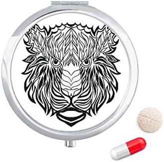 Forte Lion Animal Retrato Sketch Case Pocket Medicine Storage Box Recipiente Distribuidor