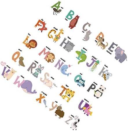 Decalques de parede para crianças de brinquedo Decalques de parede de alfabeto de animais Removíveis Animal Inglês Inglês