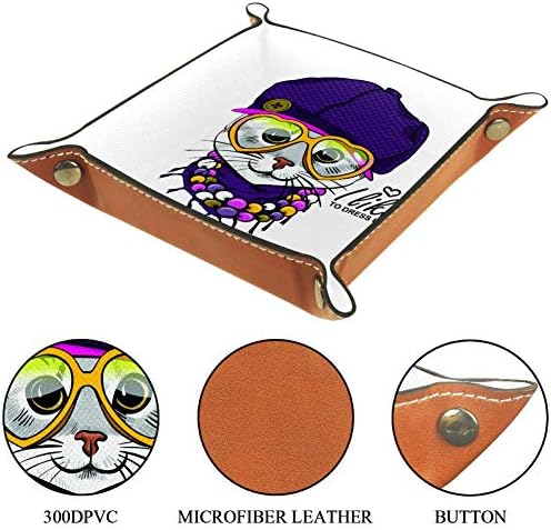 CAT COM VIOLET CHAT Organizer Box Leather Jewelry Box for Wallet, Watch, Key, Coin, Telember e Storage de equipamentos