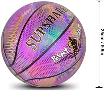 Microfibra refletiva de basquete AOMIUN Tamanho 7 de couro brilhante Basquete Bola de cesto ao ar livre para dentro de