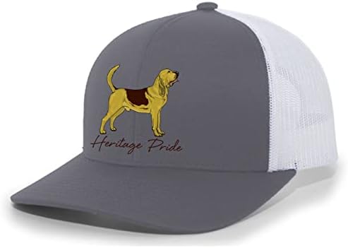 Heritage Pride Collection Canine Collection Bloodhound Hunting Dog Mens bordado Mesh Back Trucker Hat