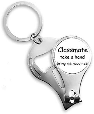 Classmate pegue uma mão traga -me felicidade unhas de unhas anel de chave de chave de corrente de garrafa de garrafa de garrafa clipper