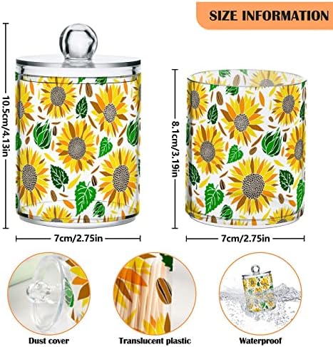 Innwgogo Girassol Sunflower 2 Pacote Dispensador Organizador de Bola de Cotton Swab Recipientes de armazenamento de plástico