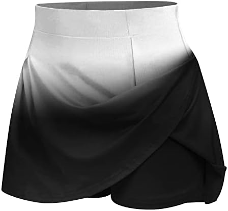 Lcepcy Women tie tie tye impressão plissada saias atléticas com shorts Mini saias de controle de barriga de cintura alta