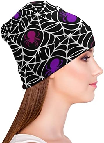Baikutouan Spider Web Halloween Print Feanie Hats for Men Women With Designs Skull Cap
