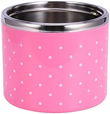 Oumefar bento caixa cilíndrica rosa Bento Caixa 1-3 Isolamento de Isolamento Camada Thermo Thermo Thermal Box Container de armazenamento de alimentos com padrão de ponto de onda
