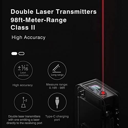 APEXFORGE Iring Ferramenta de medição a laser com bluetooth, tamanho mini, design minimalista, tipo C recarregável,