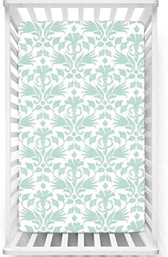 Aqua com tema de mini folhas de berço, lençóis de berço portáteis Criança de colchão de colchão de colchão de colchão de colchão