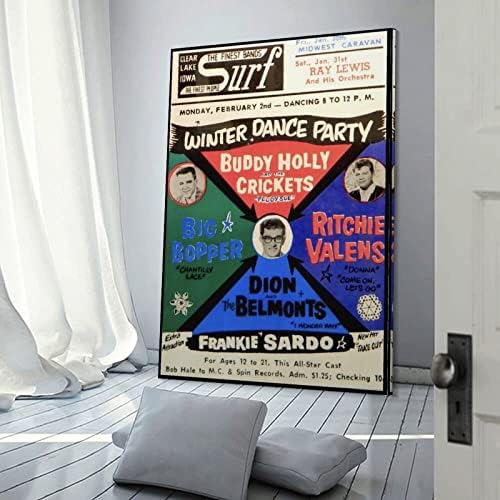 Winter Dance Party 1959 Concert Poster Buddy Holly Ritchie Valens Big Bopper Band Álbum Posters Canvas Wall Art Prints para decoração