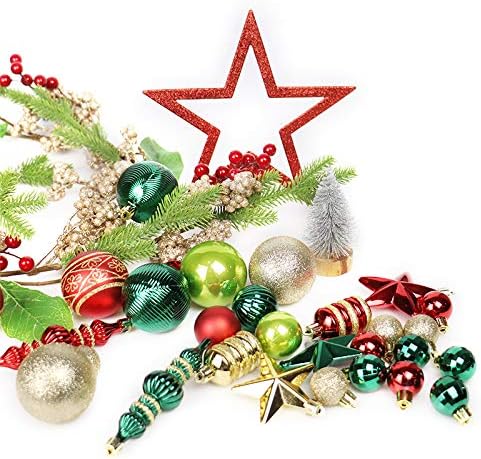 Ornamentos de árvore de Natal 78 Pacote Decorações de árvore de Natal Red e verde Bola de Natal Bola de Natal