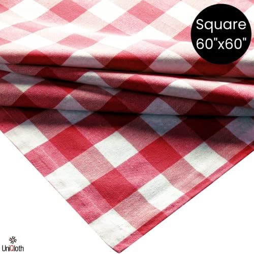 UNIQLOTH Square Toleta Búfalo Verifique tecido de serviço pesado algodão - capa de mesa de jantar lavável - Ideal para
