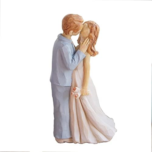 NOVOMOSS PROMECIMENTO FIGURINAS- Presentes de casamento leves esculpidos à mão esculpidos para casal para casal de marido e mulher- legado de amor para Sr. e Mrs Anniversary