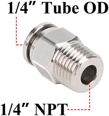 Beduan pneumático bpc níquel níquel push para conectar o encaixe de ar, tubo de 1/4 od x 3/8 linhas de linhas masculinas npt reto