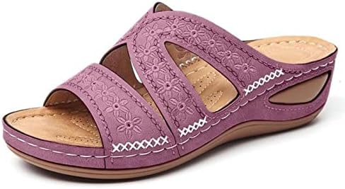 Sandálias de suporte feminino Sandálias confortáveis ​​sandálias ortopíficas andando chinelos 2023 verão casual salto salto sapatos plataforma sapatos bordados sandálias bordadas
