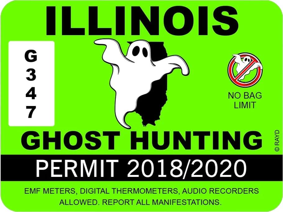Illinois Ghost Hunting Permission Adesivo Auto Adesivo Vinil Paranormal Hunter Il - C1066 - 6 polegadas ou 15 centímetros Tamanho