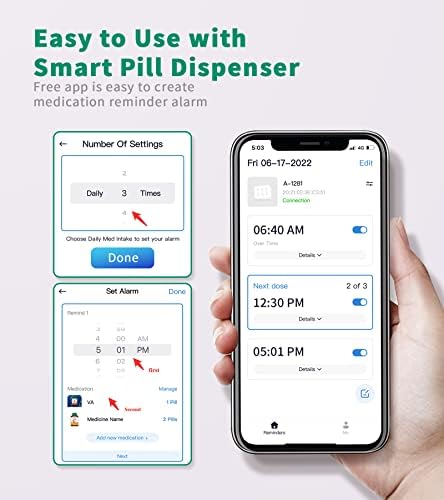 Dispensador de pílula automática inteligente - dispensador de medicamentos automáticos Bluetooth, organizador semanal de comprimidos