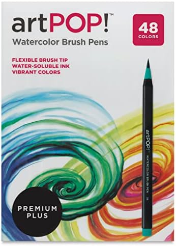 ARTPOP! Canetas de escova em aquarela, 48 cores, marcadores de aquarela com pontas flexíveis de escova de nylon, marcadores misturáveis ​​para pintura, ilustração, caligrafia e efeitos de aquarela