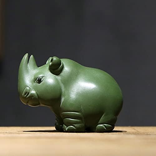 Dekika Modern Ceramic Crafts Decoração, estatuetas colecionáveis, areia roxa de areia verde casa de lama rinocero rhino tea decoração
