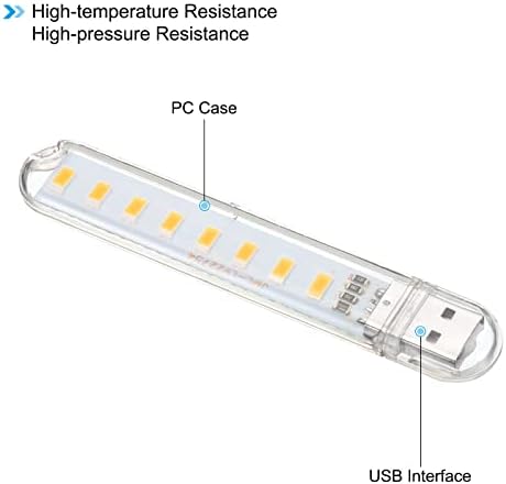 Luzes noturnas USB Patikil, 2pcs 2W 8 Fliplas LED STEL LED com 35 cm de macho para fêmea flexível para pegaço