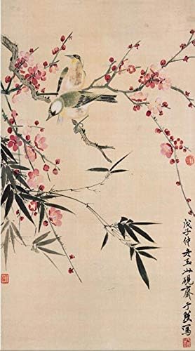 Rolagem de parede de arte chinesa, penduramento de parede, pinturas decorativas, estilo de arte pássaros e flores tradicionais pintando pintura impressa, embalagem verde, 100 cm x 30 cm, tamanho: 140cmx45cm, cor: pacote amarelo