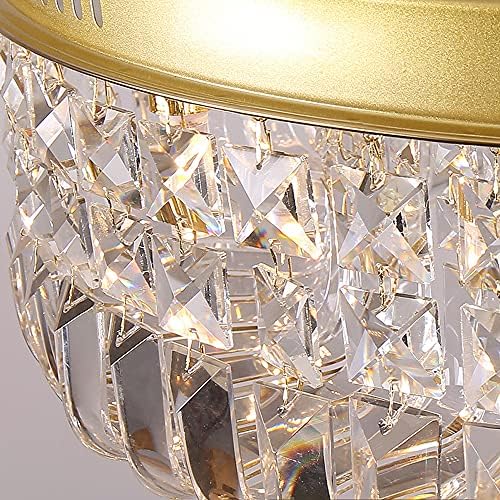 Lustre knoxc lustre americano minimalista luz de teto cristalino, lustre de cristal de ouro retro lustre led teto lâmpada