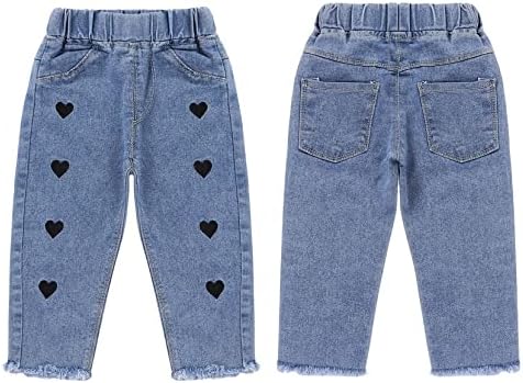 Yartina Infant Baby Girls Jeans Cantura elástica Rapped calça jeans BAST LARGA PENTES DE LEGAS BASTE