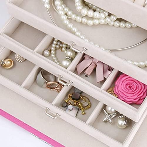 Caixa de jóias de organizador de jóias Caixa de jóias multifuncionais para anéis Brincos de colares Organizador de jóias com 3 gavetas