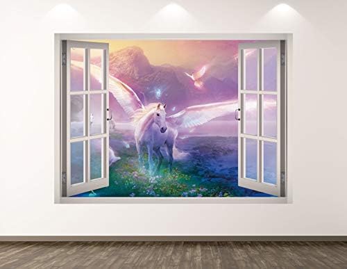 West Mountain Unicorn Wall Decal Art Decor 3D Janela Mythical Stick Mural Kids Room Presente Personalizado BL30