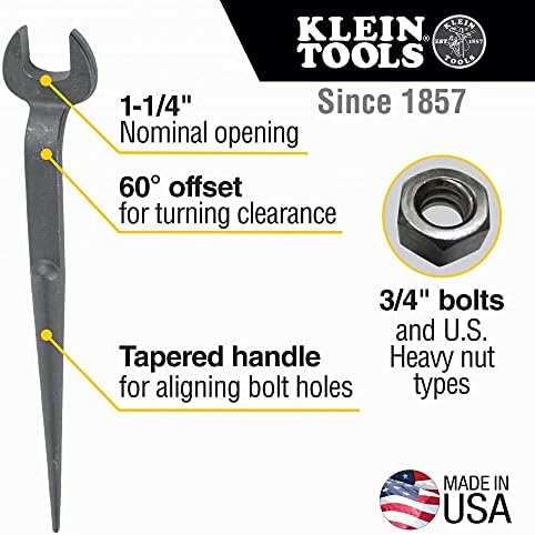 Klein Tools 3212 Spud Chavela de 3/4 de polegada para porca pesada e 5459t Spud Wrench Holder Tunnel Connection