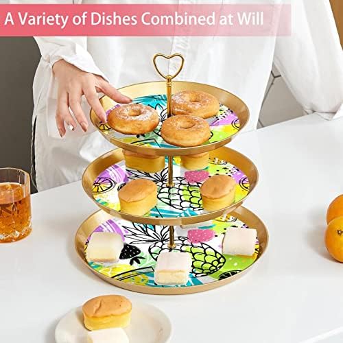 3 cupcake de camada Stand colorido de sobremesa de frutas tropicais coloridas para as bandejas para festas para festas