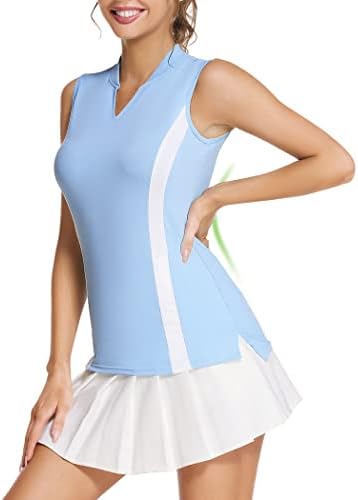 Pinspark feminino sem mangas camisas de pólo de golfe vinzel rápido Tampo seco de tênis camisetas atléticas de tênis