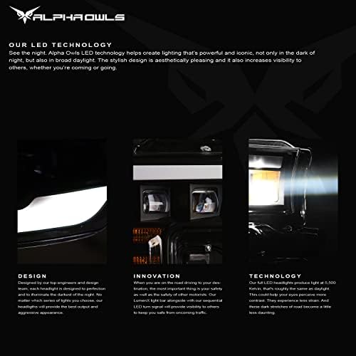 Alpha Owls 8707548 Faróis de projetor de LED completos com luminária de LED sequencial e luz de startup - Black Amber Fits 2009-2014 modelos de halogênio Ford F150