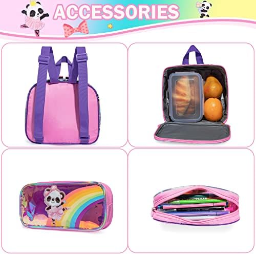 Meetbelify panda mochila para as mochilas rosa da escola Gilrs com lancheira para o ensino fundamental para o jardim de infância para garotas para meninas