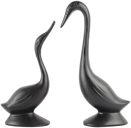 Voidrop Metal Love Birds Swan Set Par de beijo de cisne decoração de pato caseira de casas de amor, pássaros, figuras decorativas do tamanho 26,5 x 11 x 8,5 preto