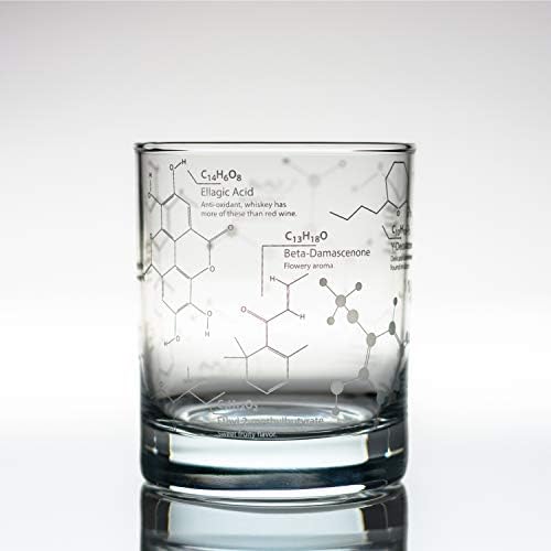 Greenline Goods Whisky óculos - 10 oz de copo de vidro de uísque - gravado com moléculas de química de uísque | Glassware de rochas antiquadas