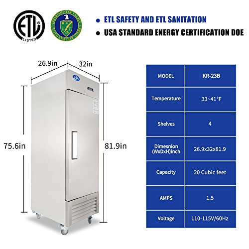 refrigerador de refrigerador comercial de Kalifon Solid 1 seção geladeira inoxidável com iluminação LED Grébrigagem de