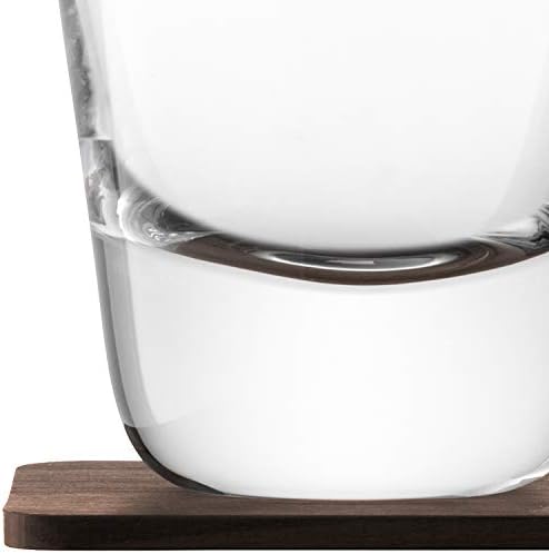 LSA International Whisky Renfrew Double antiquado Tumbler 9.1 fl oz Clear & Walnut Coaster x 2, Clear/Walnut