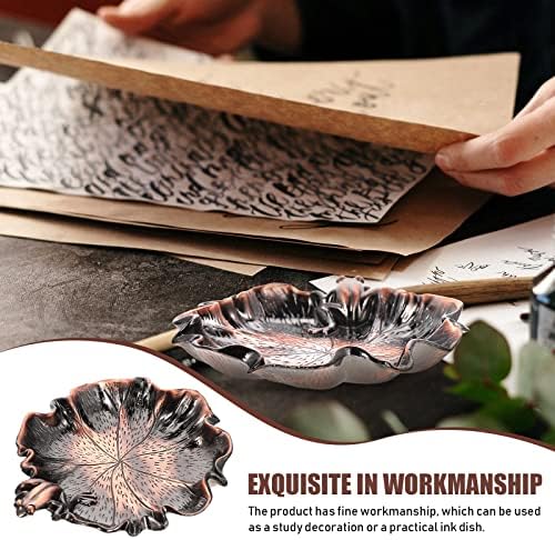 Nuobesty Sapo decoração de sapo decoração de cobre Plato de prato de tinta -Folhas de folha de tinta Dish prato de tinta decorativa