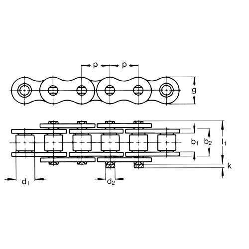 Ametric 24b ISO, caixa de 3,3 metros, corrente de rolo único, 12x3.3m nº de peça ametric, 38,1 mm, 25,4 mm, 25,4 mm, 53,4 mm, 1-1/2x1, 14,63 mm pin dia,