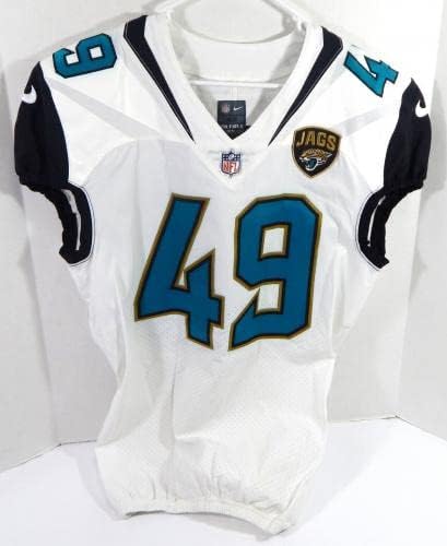 2017 Jacksonville Jaguars Colin Holba 49 Jogo emitido White Jersey 42 DP37040 - Jerseys de Jerseys usados ​​na NFL não assinada