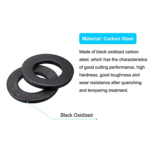 lavadora plana de aço carbono UXCELL M12, 10pcs 13 x 23,5 x 2,4 mm preto grau 8.8 de liga de liga para a indústria mecânica,